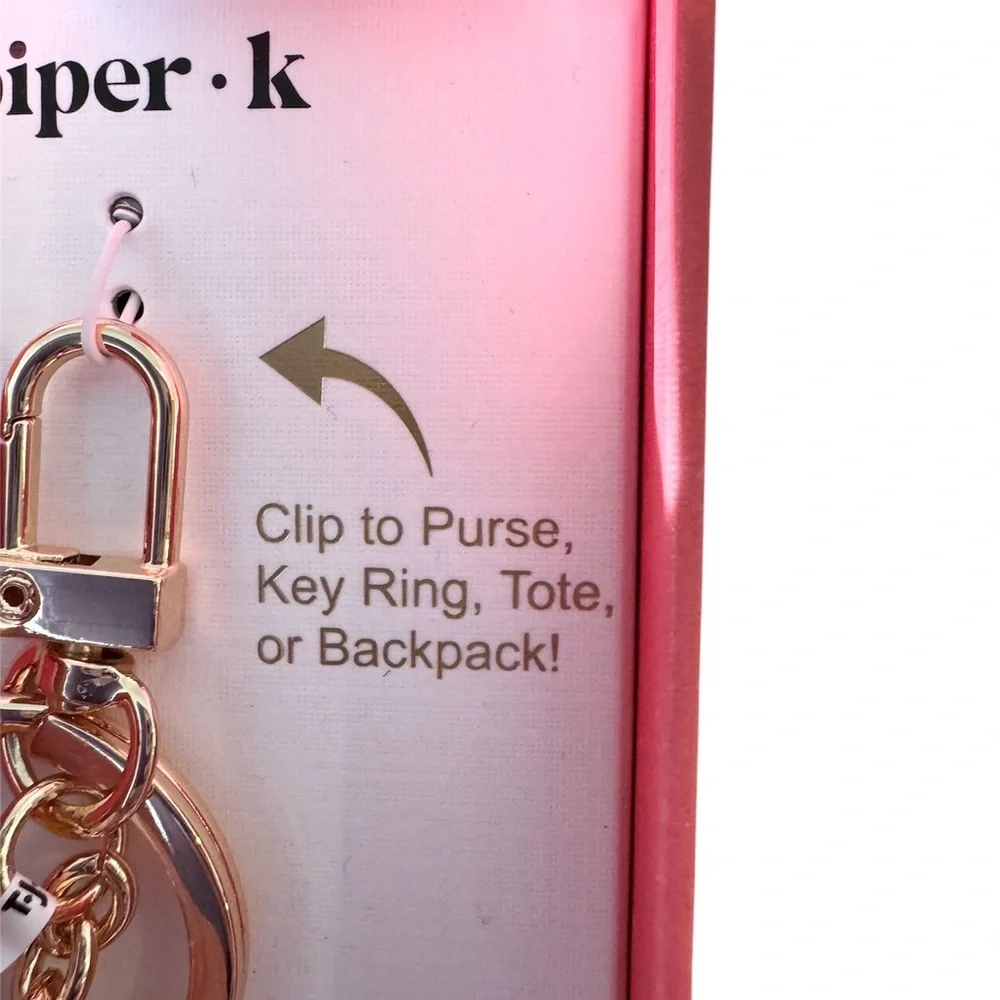 NWT Piper K Golf Rhinestone Keychain Bag Purse Charm Pink Gold Silver